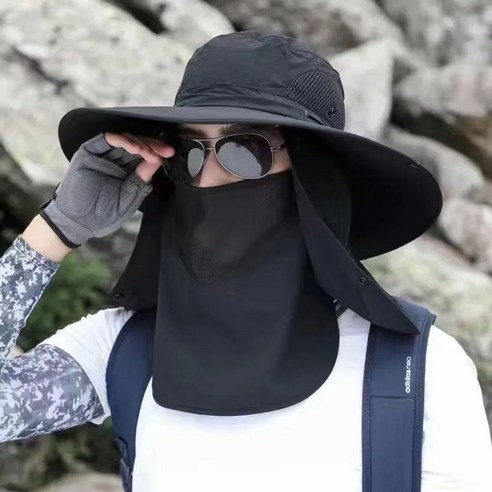 시그무드 자외선 차단 기능성 햇빛가리개 등산모자, 블랙, 1개
