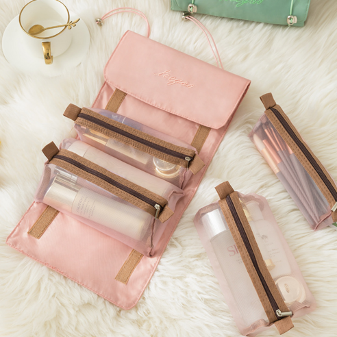 휴대용이고 다기능적인 픽스퍼스 여행용 방수 탈부착 메쉬 화장품 파우치로 여행을 더욱 편리하게 만드세요.