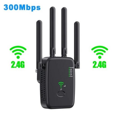 300mbps 무선 와이파이 중계기 리피터 신호 부스터 듀얼 밴드 2.4G 5G 익스텐더 802.11ac 기가비트 증폭기 WPS 라우터 1200Mbps, 2.4G 300Mbps Black_2_미국 플러그, 6 2.4G 300Mbps Black