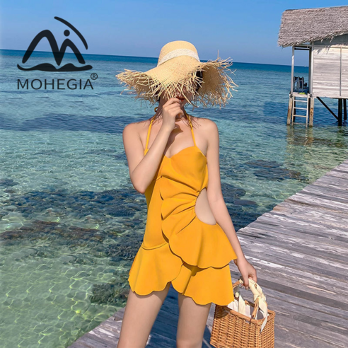 MOHEGIA 여름 패션 새로운 수영복/여성 수영복, 생강 노란색, M