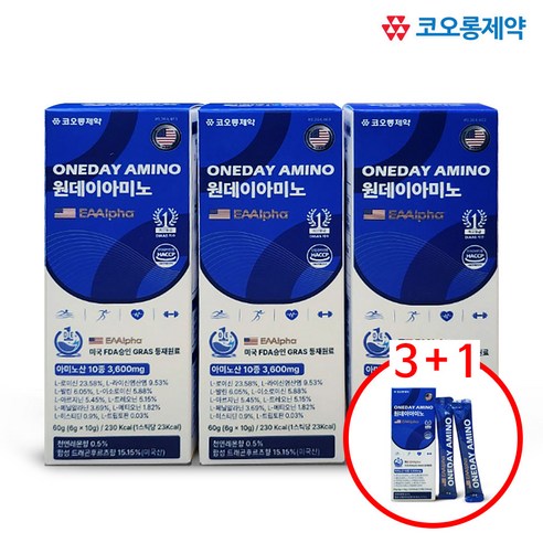 EAAlpha 필수 아미노산9종+아르기닌 코오롱제약 원데이아미노, 3박스, 10회분