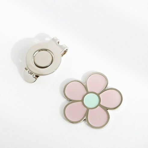 데이지 골프 볼마크 자석클립 Silver Frame, Indian Pink, 1개