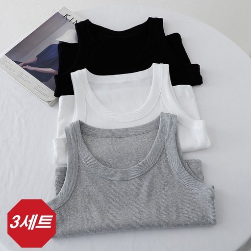 슈페르바 여성 골지 민소매 나시티 3P