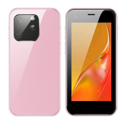 AIEK XS13 미니 안드로이드9.0 스마트폰 2GB RAM 16GB ROM 3D 글래스 듀얼 유심 TF 카드홀더 5MP 카메라 소형폰, 핑크, 없음