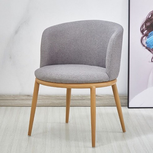 BOSUN 북유럽 캐주얼 상담 의자 식탁 의자 나무결무늬의자 인테리어 의자 가정용/사무용/영업용 커피숍 밀크티 가게 호텔, 라이트그레이, 1개