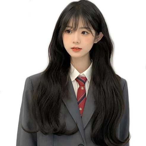 RUNHome 여성 자연스러운 긴머리 롱 웨이브 통가발 + 가발망 패션, 1개, 네츄럴블랙
