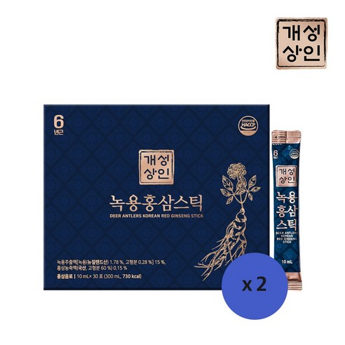 개성상인 녹용홍삼스틱 10ml 30포 x 2박스 (총 60포), 300ml, 2개