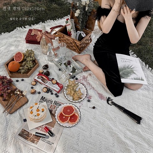 DFMWI.피크닉 매트.Picnic mat.--피크닉 매트 프렌치 인스 에스닉 야외 캠핑 방수 방습 패드에 두꺼운 피크닉 패브릭 포토, 180*180Cm화이트T그