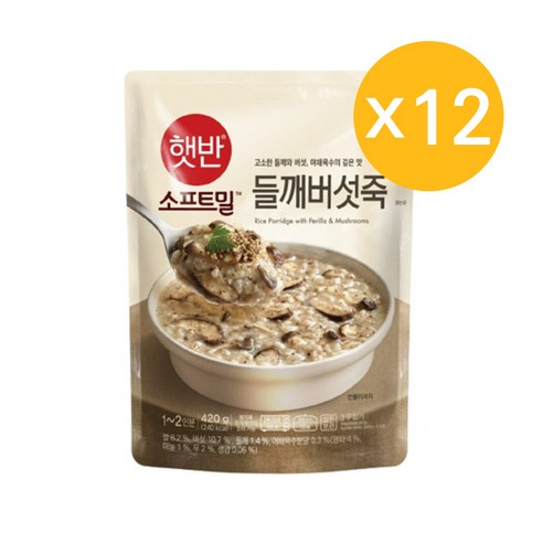 비비고 들깨버섯죽, 420g, 12개