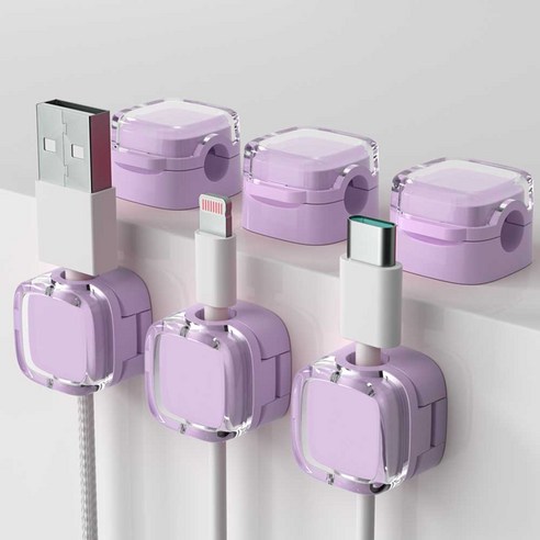 쥬롬 마그네틱 케이블 홀더 usb 선 정리 6개, 1세트, 화이트