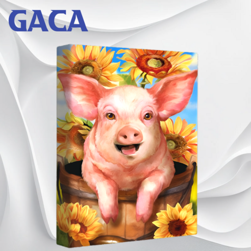 GACA 선명한 5D 액자 보석십자수 캔버스형 DIY 키트 40 x 50 cm, 돈돼지, 1세트
