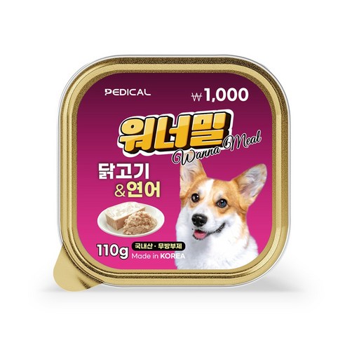워너밀 강아지 영양간식 국내산 무방부제 높은기호성 한끼뚝딱 6종, 1개, 110g, 닭고기&연어