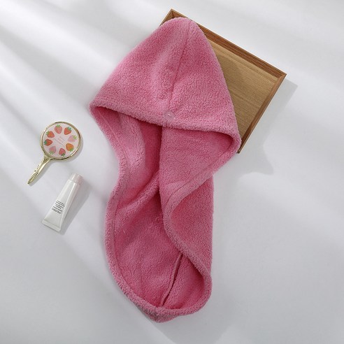 나노 섬유 흡착제 농축 드라이 헤어 타올 극세사 빨리 드라이 고급형, 65*25CM, 핑크.