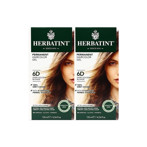 허버틴트 퍼머넌트 허벌 염색약 135ml, Dark Golden Blonde, 2개