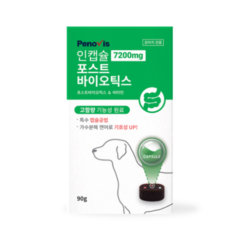 페노비스 인캡슐 강아지 유산균 포스트바이오틱스 7200mg 장 건강 영양제 90g 1개, 소화기능 개선, 12개