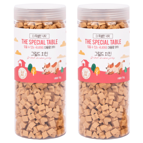 푸디 더특별한식탁 강아지 간식 프리미엄 져키, 1kg, 2개, 그릴드 치킨