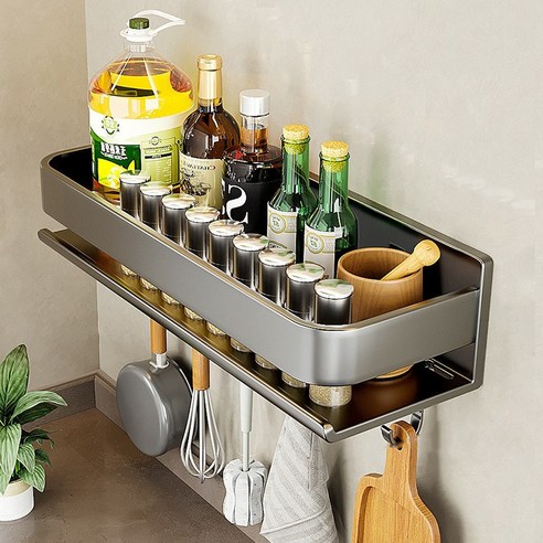 좁은 주방, 엉망진창 양념통… Shipshape 무펀칭 주방선반으로 해결! 주방벽선반