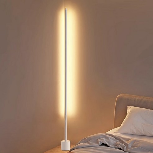SULCATA LED 플로어 장스탠드 리모컨 삼색 조절 거실 침실 겸용, 100cm, 화이트