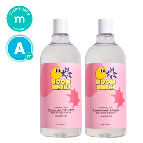 아이보브세제 추천 상품BOOMCHIKI 붐치키 진짜 프리미엄 유아 세탁 세제 1L, 1000ml, 2개 제품 사진