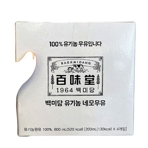 백미당 백미당 우유 (200mlx4입) x 1개, 아이스박스포장, 1개 - 유제품가정배달 | 쿠팡
