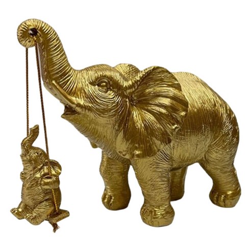코끼리 가족 동상 수지 공예 장식 입상 조각 장식, 금