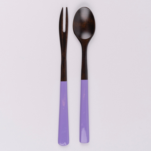 아이하시 옻칠 커트러리 다과용 티스푼 티포크, 바이올렛, 1세트