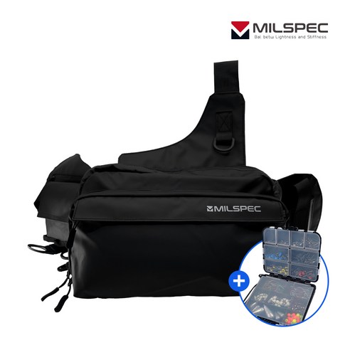 밀스펙 루어 낚시 허리가방 크로스백 보조가방, 블랙