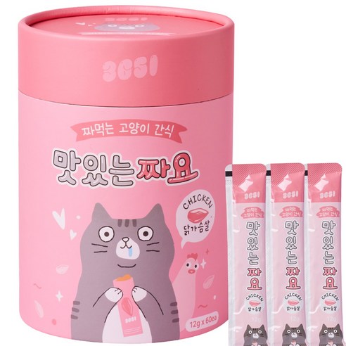 3651 맛있는 짜요 짜먹는 고양이 츄르 간식, 닭가슴살, 12g, 60개