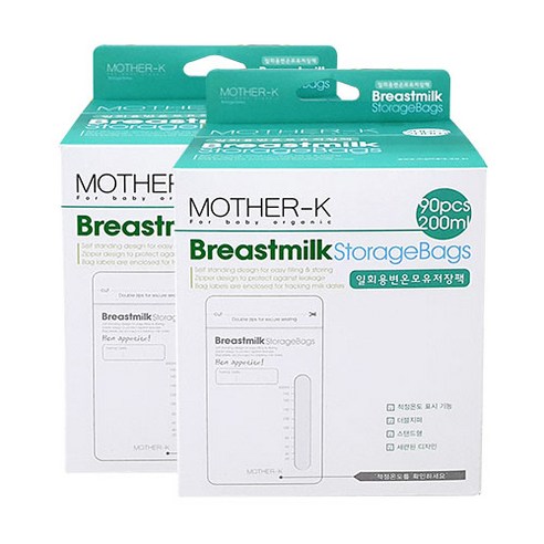 마더케이 일회용 변온 모유 저장팩 200ml, 90매, 2개