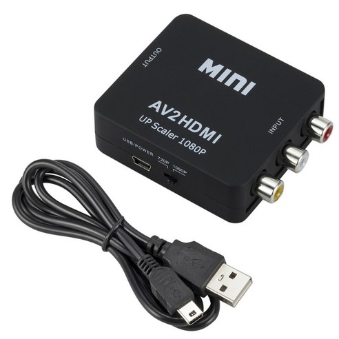 BESTOPE 미니 AV에서 HDMI 컨버터 고화질 AV 어댑터 비디오 오디오 변환기, 검은 색