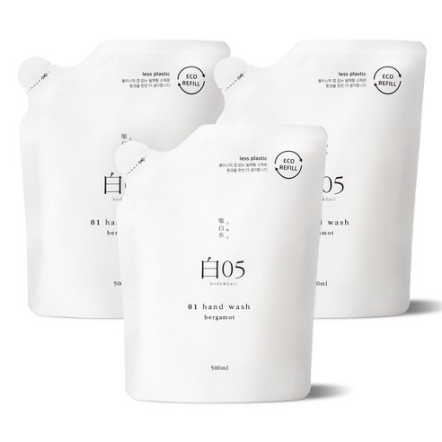 순백수 베르가못향 핸드워시 리필 500ml, 3개