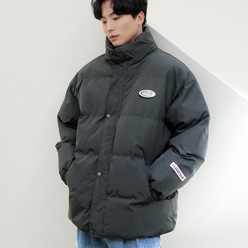 지오엠 오버핏 패치 겨울 웰론 패딩 점퍼