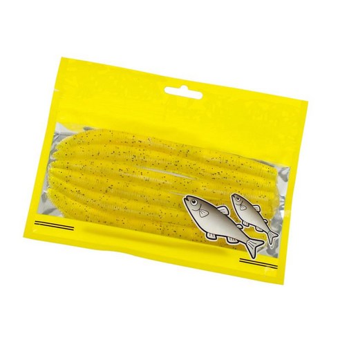 6x 실물 같은 국수 웜 루어 낚시 루어 PVC 땅벌레 태클 키트 송어 용 소프트 미끼, 노란색, 14x1cm., PVC.
