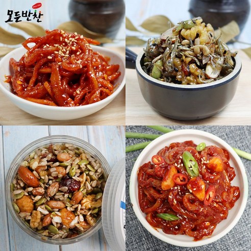 [모든반찬] 밑반찬 4종세트 각400g/ 진미채무침+멸치조림+영양모듬콩+오징어젓