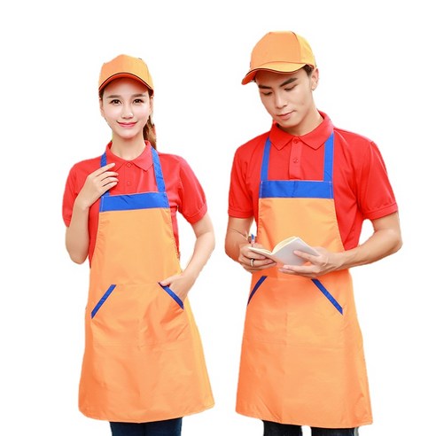 ANKRIC 레스토랑 웨이터 앞치마 얼룩 방지 원피스앞치마, 오렌지