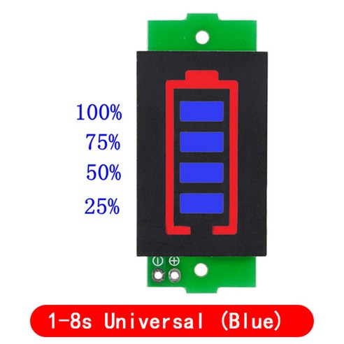 리튬 배터리 용량 표시기 모듈 블루 그린 디스플레이 전기 차량 전력 테스터 3.7V 이온 1 2 3 4 5 6 7 8S, [02] 1-8S Blue General