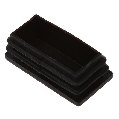 Deoxygene 플라스틱 직사각형 튜브 인서트 엔드 블랭킹 캡 25x50mm 10 PC 블랙, 검은 색