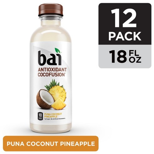 바이 코코넛 맛 물 푸나 코코넛 파인애플 항산화 주입 음료 18액량 온스 병 (12개 팩) Bai Coconut Flavored Water Puna Coconut Pin, 12개 nuovafima Best Top5