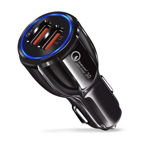 QC3.0 빠른 충전기 자동차 충전기 3.1A 듀얼 USB, 블랙, 2A 차 충전기 (빠른 충전기 없음)