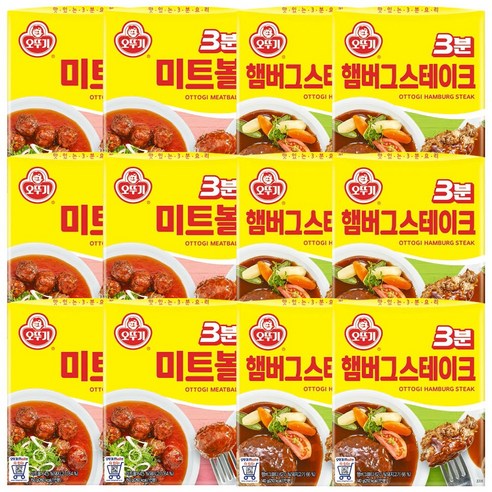 오뚜기 3분 햄버그스테이크 150g x 6개 + 미트볼 150g x 6개, 1세트