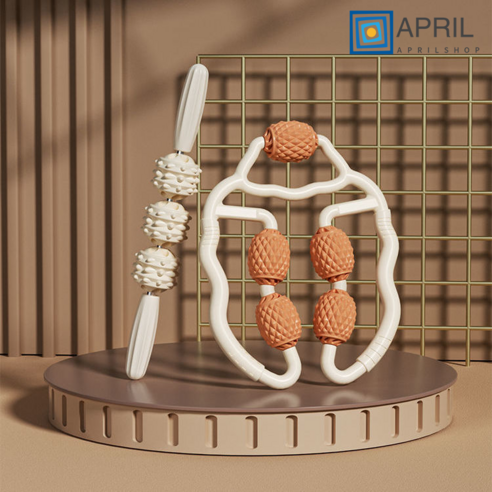 APRILSHOP 다리 마사지 롤러 롤러 마른 다리 강화 판다리 근육 이완 전문 헬스 기구 가정용 폼롤러 슈트, 아이보리, 환형안마기+다리 마사지 스틱