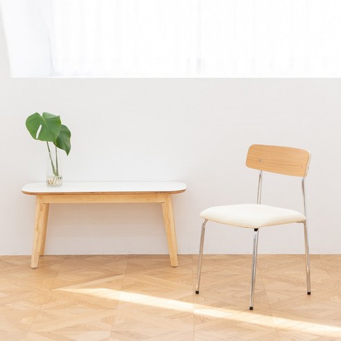 더한스 포니 등받이 디자인 카페 체어 인테리어 식탁 의자, 크롬프레임, 1개, 밀키 화이트