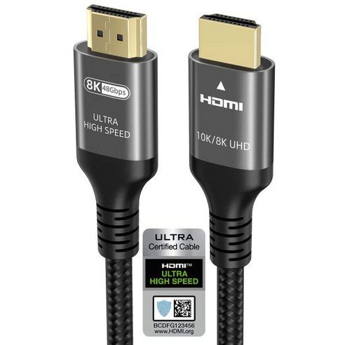10k 8k 4k HDMI 케이블 6.6 FT 인증 48Gbps 1ms 초고속 2.1 120Hz 144Hz 60Hz 12bit ARC DTSX 돌비 애트모스 HDR10 Mac, 6.6feet/2m