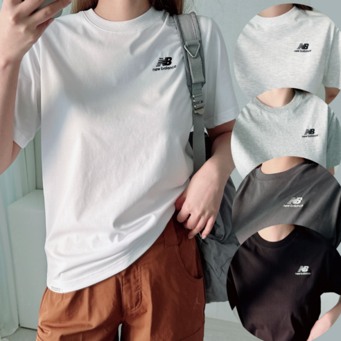 뉴발란스 반팔 라운드 티 스탠다드핏 스몰로고자수 남여공용 D8323