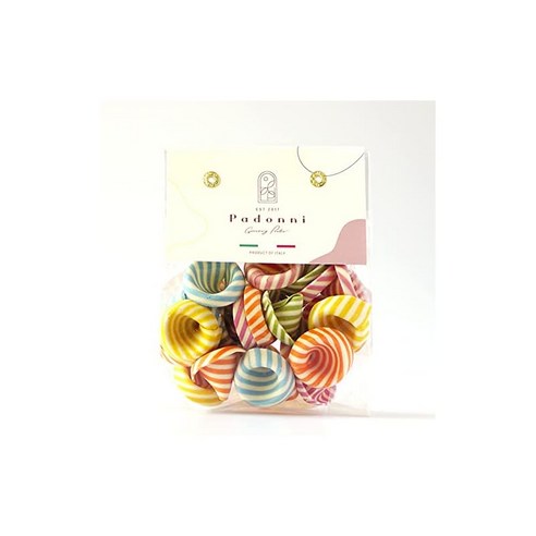Padonni 컬러풀 파스타 귀여워. 모자 이탈리아에서 가장 아름다운 밀 명산지 프리아 주산 고급 듀럼밀 세몰리나 사용 미니팩들이 1봉지 보더-작은, 1개, 90g