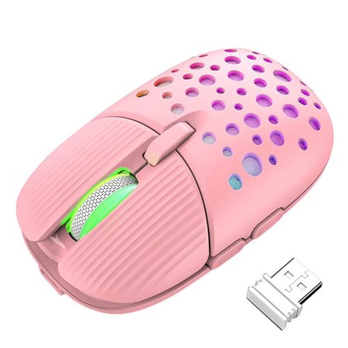무선 마우스 무선 무선 마우스 2.4G 무소음 USB 수신기 컴퓨터 마우스 PC 용 태블릿 노트북 6 버튼 사무실 홈 게임, 10.5x6.5x4cm, 플라스틱, 분홍