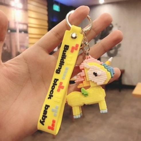 귀여운 유니콘 캐릭터 털실 벨벳 카우보이 열쇠고리 창의 가방 액세서리 자동차 열쇠 체인, 적목황색딱정벌레