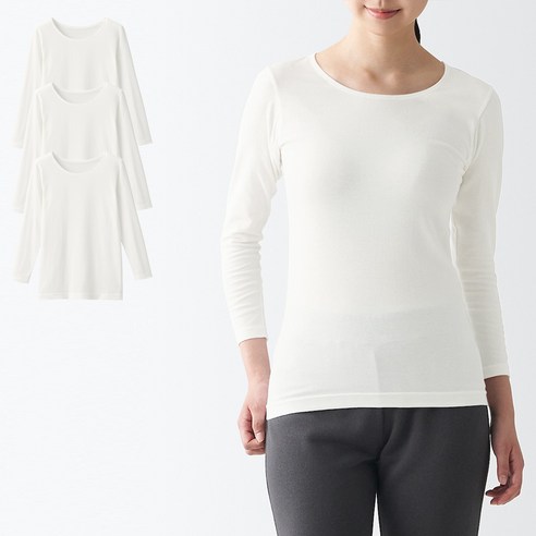 무인양품 MUJI 여성 면 9부소매 티셔츠 4장 FCD49ZZZ