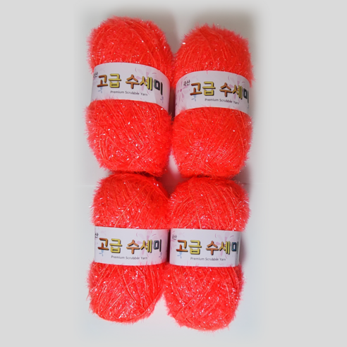 울클럽 별꽃수세미 만들기 DIY 고급수세미실 4볼세트, 123형광오렌지