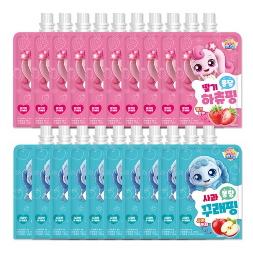 캐치티니핑 음료수 100ml 하츄핑 딸기 10개 + 꾸래핑 사과 10개